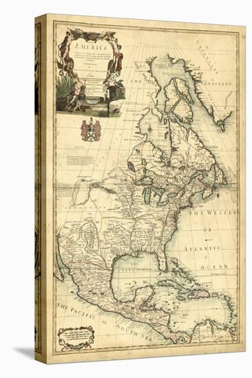 Antique Map of America III-null-Stretched Canvas