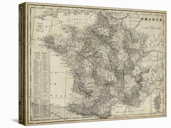 Antique Map of France-Vision Studio-Stretched Canvas