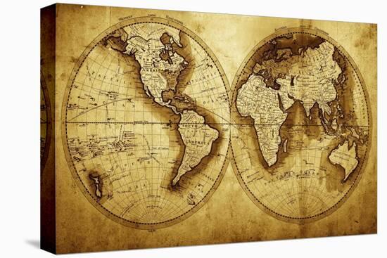 Antique Map Of The World (Circa 1711 Year)-Oleg Golovnev-Stretched Canvas