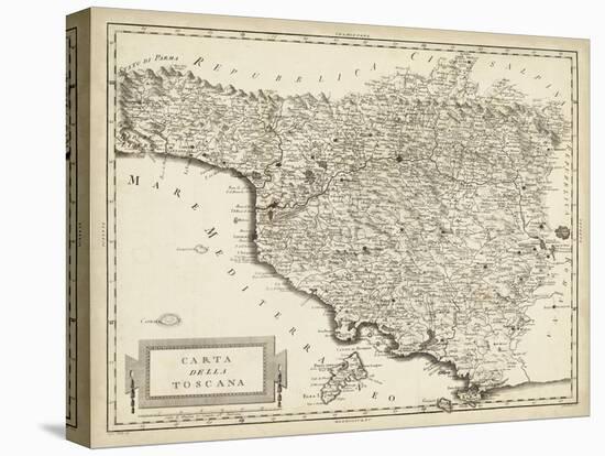 Antique Map of Tuscany-null-Stretched Canvas