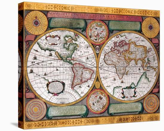 Antique Map, Terre Universelle, 1594-Petro Plancio-Stretched Canvas
