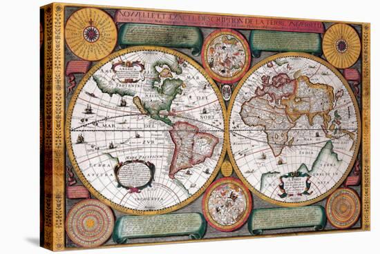 Antique Map, Terre Universelle, 1594-Petro Plancio-Stretched Canvas