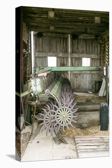 Antique Plow in an Old Wooden Barn, Joliet, Illinois, USA. Route 66-Julien McRoberts-Premier Image Canvas