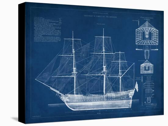 Antique Ship Blueprint IV-Vision Studio-Stretched Canvas