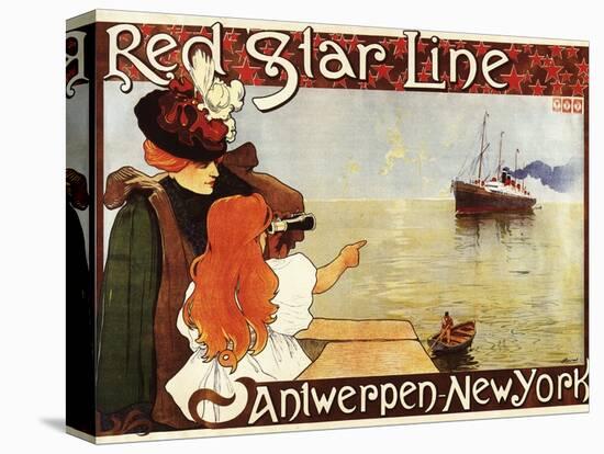 Antwerp, Belgium - Red Star Line Cruises to New York Promo Poster - Antwerp, Belgium-Lantern Press-Stretched Canvas