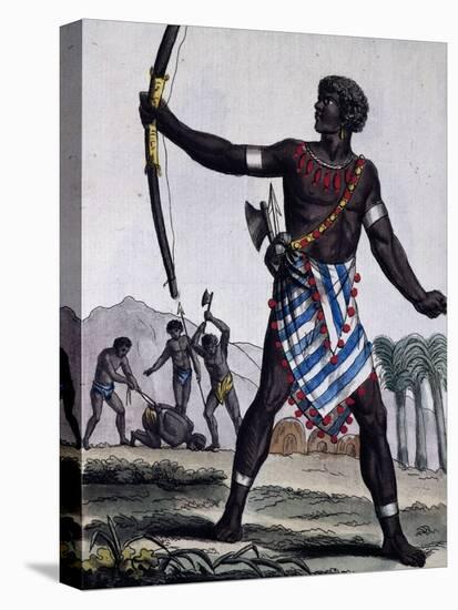 Anzikos Warrior, Africa, Engraving from Encyclopedia of Voyages, 1795-Jacques Grasset de Saint-Sauveur-Premier Image Canvas