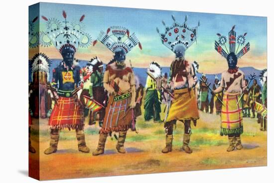 Apache Indians Dance the Devil Dance-Lantern Press-Stretched Canvas