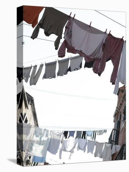 Apartment Buildings with Laundry Hanging Out to Dry on Clothes Line-null-Premier Image Canvas