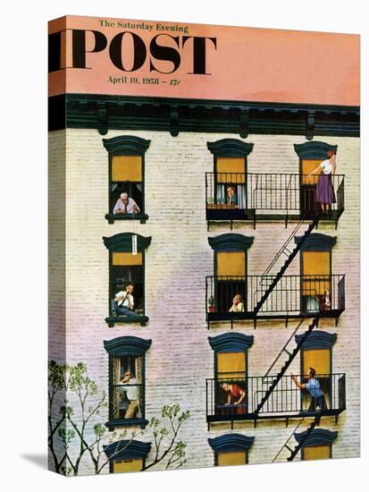 "Apartment Clarinetist" Saturday Evening Post Cover, April 19, 1958-John Falter-Premier Image Canvas