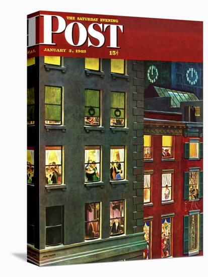 "Apartment Dwellers on New Year's Eve," Saturday Evening Post Cover, January 3, 1948-John Falter-Premier Image Canvas