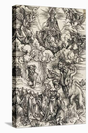 Apocalypse selon Saint Jean - Le monstre de sept têtes et la bête à cornes-Albrecht Dürer-Premier Image Canvas