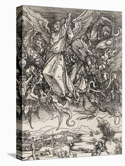 Apocalypse selon Saint Jean - Saint Michel terrassant le Dragon-Albrecht Dürer-Premier Image Canvas