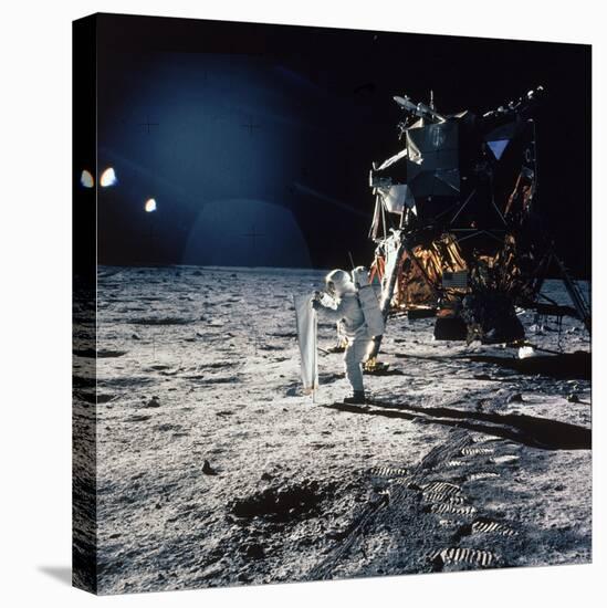 Apollo 11 Astronaut Buzz Aldrin Unfurling "Solar Wind Sheet"-null-Premier Image Canvas