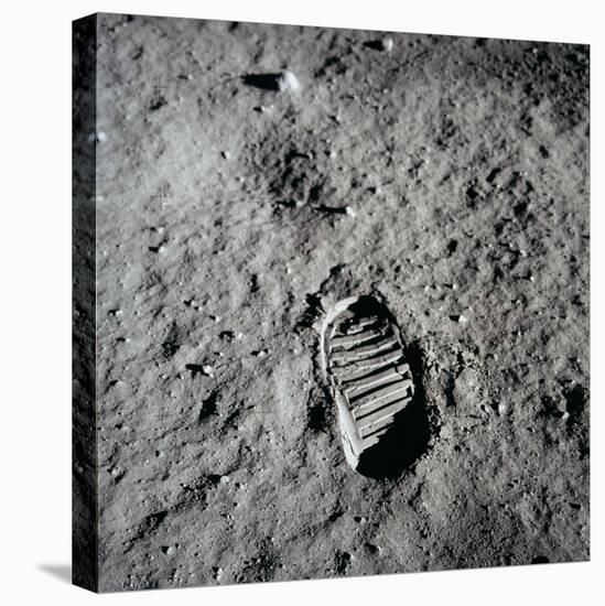 Apollo 11 Boot Print on the Moon. July 20, 1969-null-Stretched Canvas