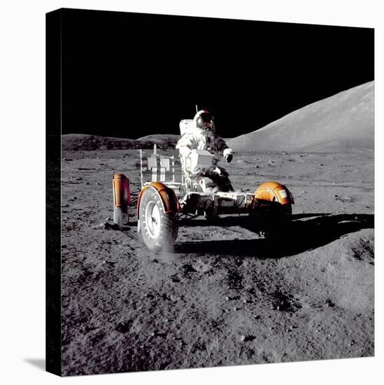 Apollo 17 Astronaut Eugene a Cernan Driving the Lunar Rover-null-Stretched Canvas