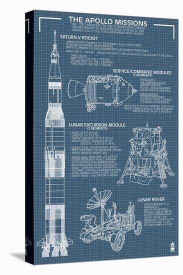 Apollo Missions - Blueprint Poster-Lantern Press-Stretched Canvas