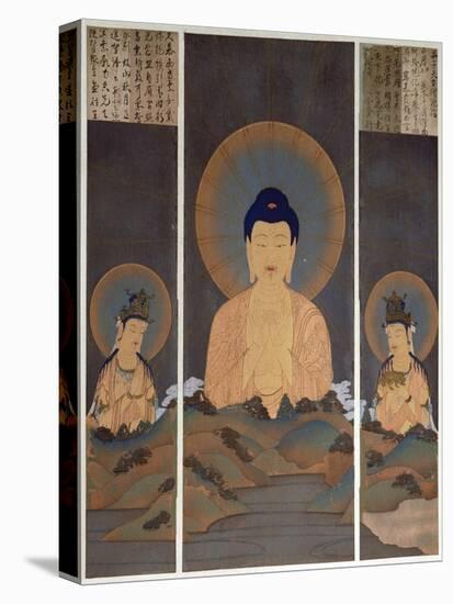 Apparition of the Buddhist Trinity, Buddha Amitabha and His Two Bodhisattvas, Kannon-null-Premier Image Canvas