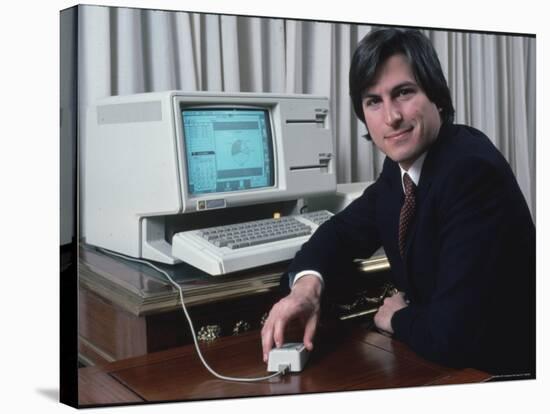 Apple Computer Chairman Steve Jobs with New Lisa Computer During Press Preview-Ted Thai-Premier Image Canvas