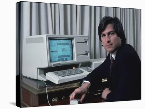 Apple Computer Chrmn. Steve Jobs with New Lisa Computer During Press Preview-Ted Thai-Premier Image Canvas