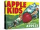 Apple Kids Apple Label - Yakima, WA-Lantern Press-Stretched Canvas