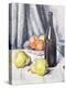 Apples, Pears and a Black Bottle on a Draped Table-Samuel John Peploe-Premier Image Canvas