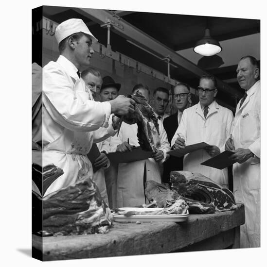 Apprentice Butcher Showing His Work to Competition Judges, Barnsley, South Yorkshire, 1963-Michael Walters-Premier Image Canvas