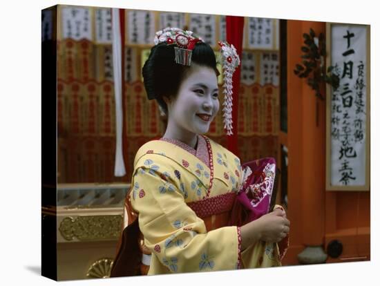 Apprentice Geisha (Maiko), Woman Dressed in Traditional Costume, Kimono, Kyoto, Honshu, Japan-null-Premier Image Canvas