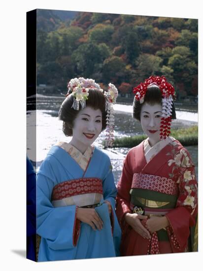 Apprentice Geisha (Maiko), Women Dressed in Traditional Costume, Kimono, Kyoto, Honshu, Japan-null-Premier Image Canvas