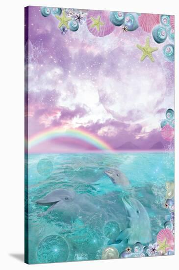 Aqua Dolphin-Alixandra Mullins-Stretched Canvas