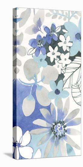 Aqua Flowers-Sandra Jacobs-Stretched Canvas