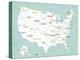 Aqua USA Map-Kindred Sol Collective-Stretched Canvas