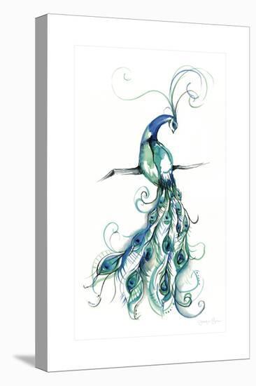 Aquarelle Peacock I-Jennifer Goldberger-Stretched Canvas