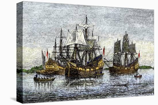 Arbella and Other Ships Bring John Winthrop's Colonists to Salem-null-Premier Image Canvas