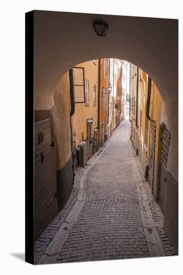 Arch and cobblestone alley in historic Gamla Stan, Stockholm, Sweden, Scandinavia, Europe-Jon Reaves-Premier Image Canvas