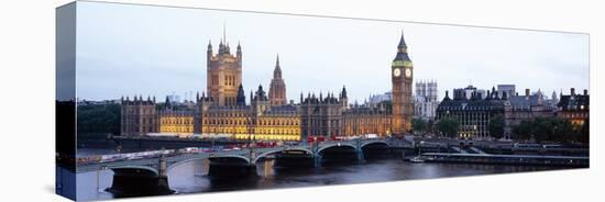 Arch Bridge across a River, Westminster Bridge, Big Ben, Houses of Parliament, Westminster, Lond...-null-Premier Image Canvas
