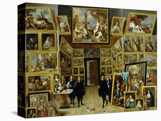 Archduke Leopold Wilhelm (1614-61) in His Picture Gallery, circa 1647-David Teniers the Younger-Premier Image Canvas