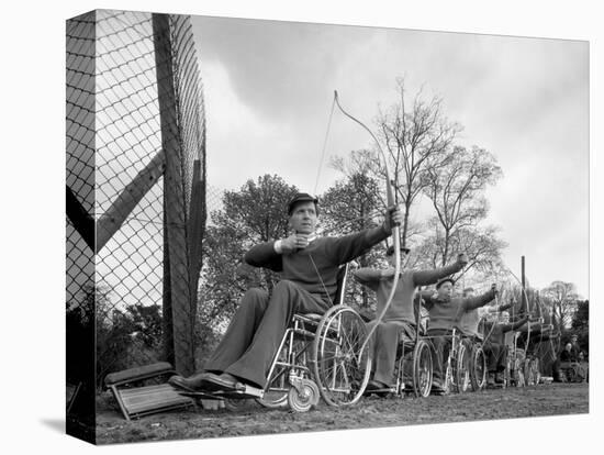 Archery Practice at the Ciswo Paraplegic Centre, Pontefract, West Yorkshire, 1960-Michael Walters-Premier Image Canvas