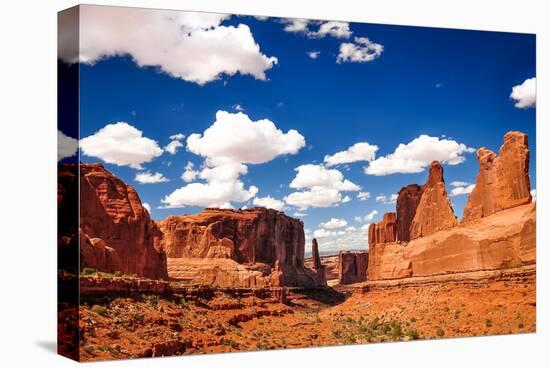 Arches National Park Landscape View with Blue Sky and White Clou-MartinM303-Premier Image Canvas