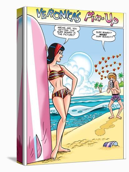 Archie Comics Pin-Up: Veronica And Archie At The Beach-null-Stretched Canvas