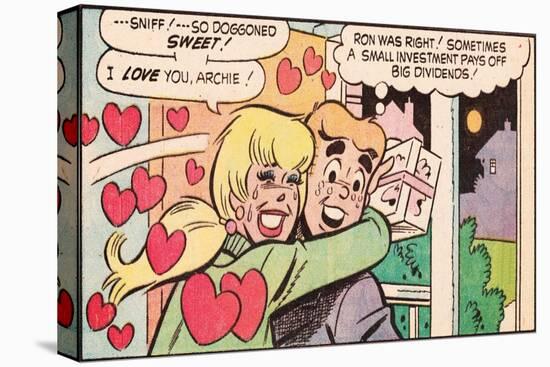 Archie Comics Retro: Archie and Betty Comic Panel; Gift (Aged)-null-Stretched Canvas