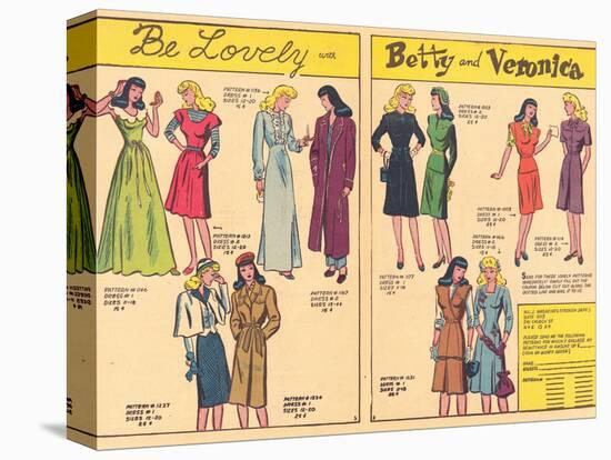 Archie Comics Retro: Be Lovely with Betty and Veronica Dress Patterns  (Aged)-null-Stretched Canvas