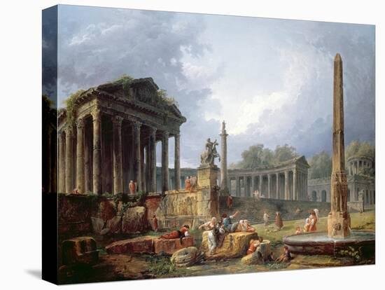 Architectural Capriccio with Obelisk, 1768-Hubert Robert-Premier Image Canvas