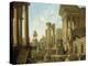 Architectural Capriccio with Ruins, Equestrian Statue of Marcus Aurelius and Figures by a Pool-Giovanni Paolo Pannini-Premier Image Canvas