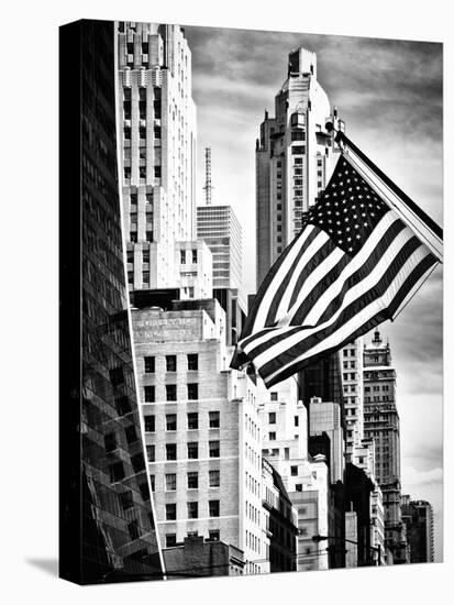 Architecture and Buildings, Skyscrapers View, American Flag, Midtown Manhattan, NYC, USA-Philippe Hugonnard-Premier Image Canvas