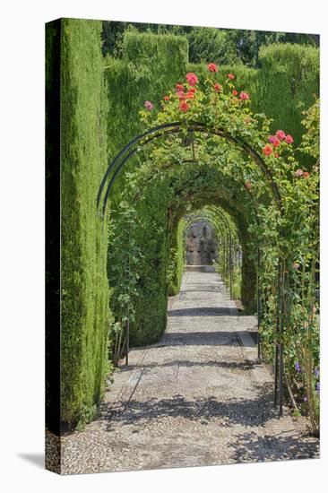 Archway of trees in the gardens of the Alhambra, Granada, Spain.-Julie Eggers-Premier Image Canvas