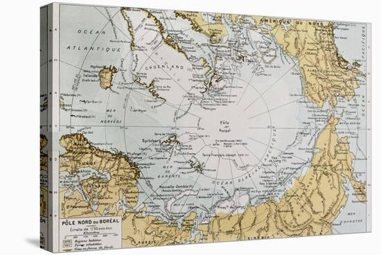 Arctic Old Map. By Paul Vidal De Lablache, Atlas Classique, Librerie Colin, Paris, 1894-marzolino-Stretched Canvas