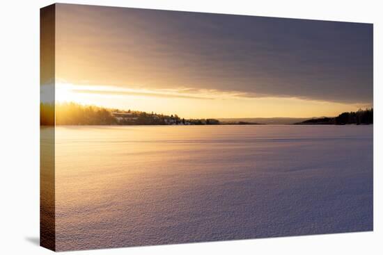 Arctic sunrise over the frozen landscape covered with snow in winter, Harads, Lapland, Sweden-Roberto Moiola-Premier Image Canvas