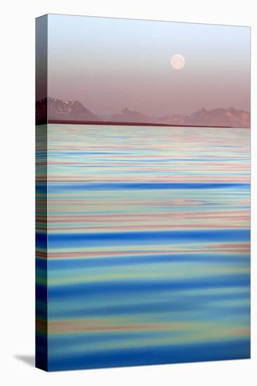 Arctic, Svalbard, Longsfjorden. Moonrise at Midnight-David Slater-Premier Image Canvas