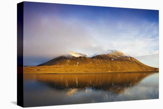 Arctic, Svalbard, Mushamna. Warm Light on Glacial Cirque and Mountain Reflected in the Sea-David Slater-Premier Image Canvas