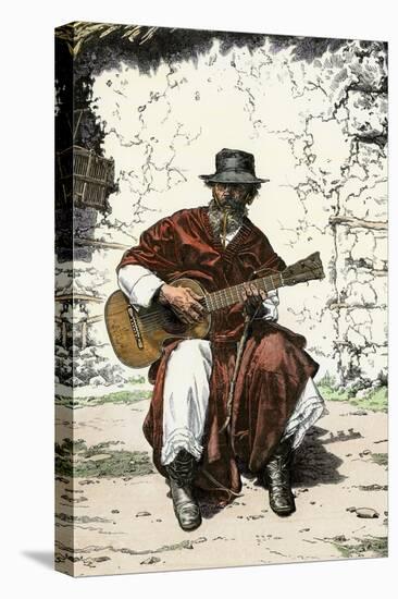 Argentinian "Gaucho Cantor," or Cowboy Guitar-Player of the Pampas, 1800s-null-Premier Image Canvas